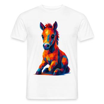 WPAP Polygon Kawaii Stil Tiere Baby Pferd Fohlen - Männer T-Shirt - Weiß - Vorne - AI Model Male 178 dark (178cm)