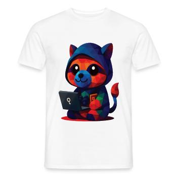 WPAP Polygone Kawaii Style Animaux Bébé Raton laveur - T-shirt homme - blanc - Devant - AI Model Male 178 dark (178cm)