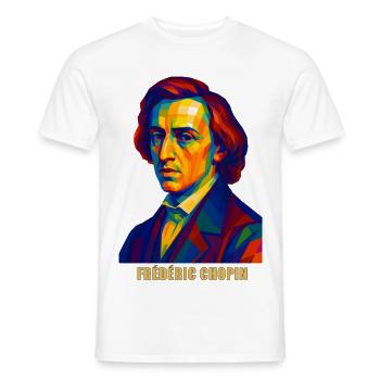WPAP Polygon Portrait Frederic Chopin Composer - Men's T-Shirt - white - Front - AI Model Male 178 dark (178cm)