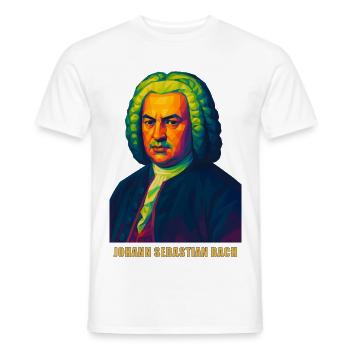 WPAP Polygon Portrait Johann Sebastian Bach - T-shirt homme - blanc - Devant - AI Model Male 178 dark (178cm)