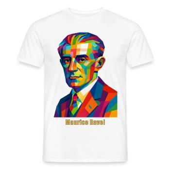 WPAP Polygon Portrait Maurice Ravel Bolero - Men's T-Shirt - white - Front - AI Model Male 178 dark (178cm)