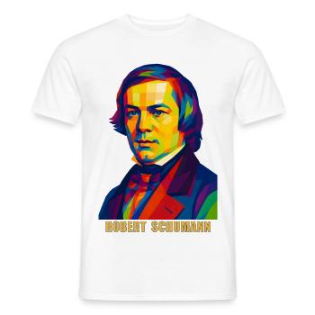 WPAP Polygon Portrait Robert Schumann Komponist - Männer T-Shirt - Weiß - Vorne - AI Model Male 178 dark (178cm)