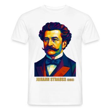 Portrait polygonal WPAP Johann Strauss (fils) - T-shirt homme - blanc - Devant - AI Model Male 178 dark (178cm)