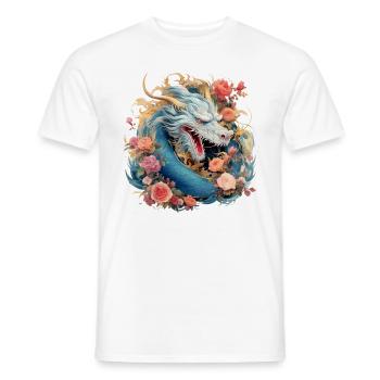 Dragon avec des fleurs - T-shirt homme - blanc - Devant - AI Model Male 178 dark (178cm)