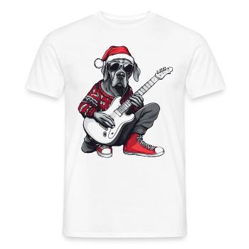 Great Dane Hund Weihnachten Rocker Gitarre - Männer T-Shirt - Weiß - Vorne - AI Model Male 178 dark (178cm)