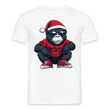 Gorille Noël Bande dessinée Cool - T-shirt homme - blanc - Devant - AI Model Male 178 dark (178cm)