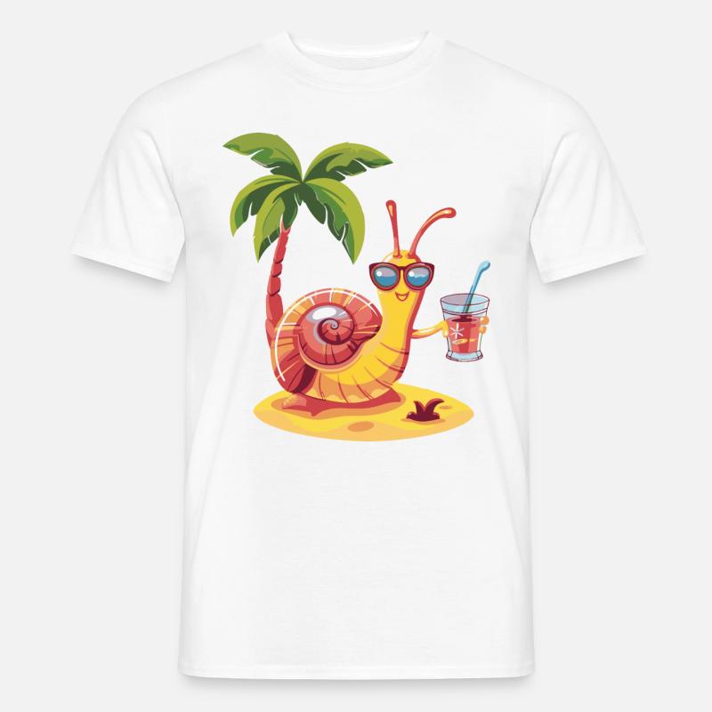 Schnecke Sommer Strand Comic - Männer T-Shirt - Weiß