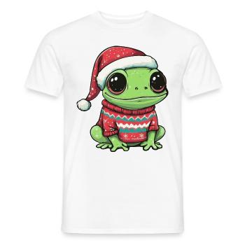 Frog Christmas Comic - Men's T-Shirt - white - Front - AI Model Male 178 dark (178cm)