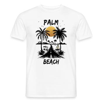 Highway to the Palm Sea Beach by Sunset Summer - Men's T-Shirt - white - Front - AI Model Male 178 dark (178cm)