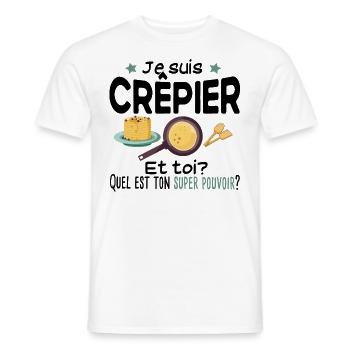 Crêpier Crêpe Super Pouvoirs Cadeau Humour Gaufre - T-shirt homme - blanc - Devant - AI Model Male 178 dark (178cm)