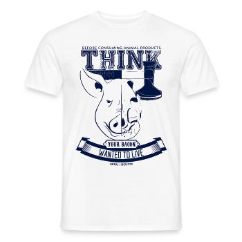 Votre lard voulait vivre (bleu) - T-shirt homme - blanc - Devant - AI Model Male 178 dark (178cm)