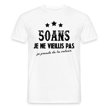 Vieillis pas cadeau anniversaire 50 ans Humour - T-shirt homme - blanc - Devant - AI Model Male 178 dark (178cm)