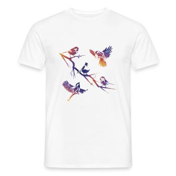 Oiseaux sur une branche - T-shirt homme - blanc - Devant - AI Model Male 178 dark (178cm)