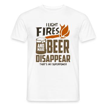 I Light Fires and Make Beer Disappear - Men's T-Shirt - white - Front - AI Model Male 178 dark (178cm)