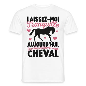 Cadeau Chevaux Equitation Je parle à mon Cheval - T-shirt homme - blanc - Devant - AI Model Male 178 dark (178cm)