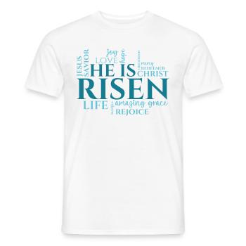 Jesus Christ - He Is Risen - Christian - Men's T-Shirt - white - Front - AI Model Male 178 dark (178cm)