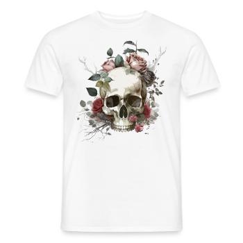 Crâne avec des roses - T-shirt homme - blanc - Devant - AI Model Male 178 dark (178cm)