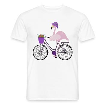 Flamingo riding a bike - Männer T-Shirt - Weiß - Vorne - AI Model Male 178 dark (178cm)