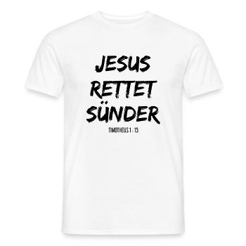 Jesus rettet Sünder Timotheus 1,15 Bibelvers - Männer T-Shirt - Weiß - Vorne - AI Model Male 178 dark (178cm)