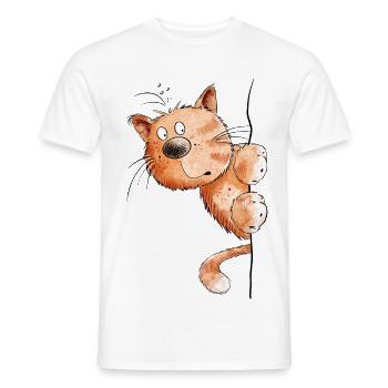 Red Cat I Cat Friends Cadeau - T-shirt homme - blanc - Devant - AI Model Male 178 dark (178cm)