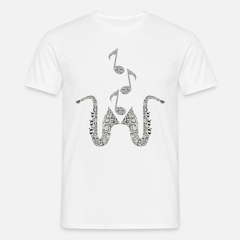 Saxophon - Note - Männer T-Shirt - Weiß