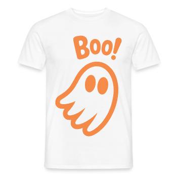 Boo! - Kids Cute Ghost Halloween Design - Men's T-Shirt - white - Front - AI Model Male 178 dark (178cm)