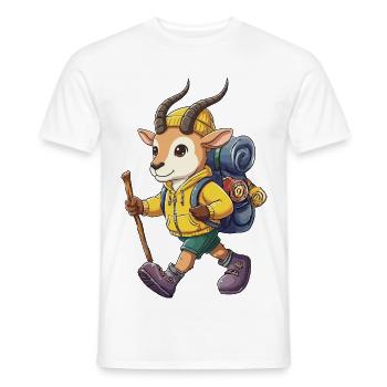 Niedliche Antilopen-Wander-Camping-Abenteuer-Rucksacktouristin - Männer T-Shirt - Weiß - Vorne - AI Model Male 178 dark (178cm)