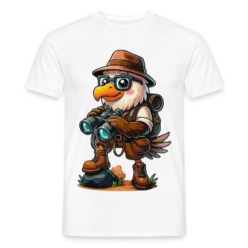 Funny Eagle Explorer Hiking Camping Adventure - Men's T-Shirt - white - Front - AI Model Male 178 dark (178cm)