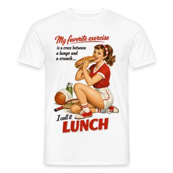 Déjeuner de fitness rétro Pin-Up : design sportif drôle - T-shirt homme - blanc - Devant - AI Model Male 178 dark (178cm)