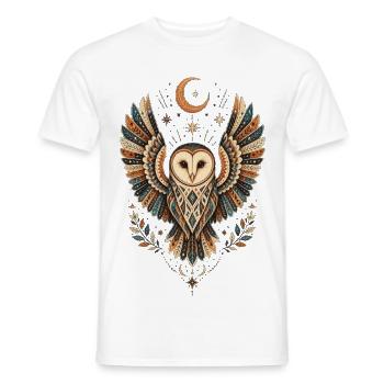 Mystic Owl Under the Moon - Men's T-Shirt - white - Front - AI Model Male 178 dark (178cm)