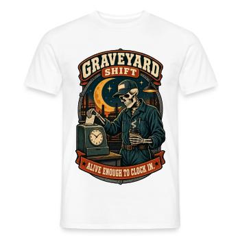 Nachtschicht – Nachtschicht mit Humor - Männer T-Shirt - Weiß - Vorne - AI Model Male 178 dark (178cm)