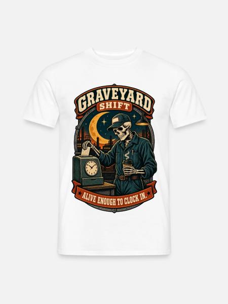 Nachtschicht – Nachtschicht mit Humor - Männer T-Shirt - Weiß