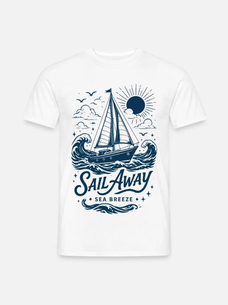 Segelboot und Brise Marine - Männer T-Shirt - Weiß