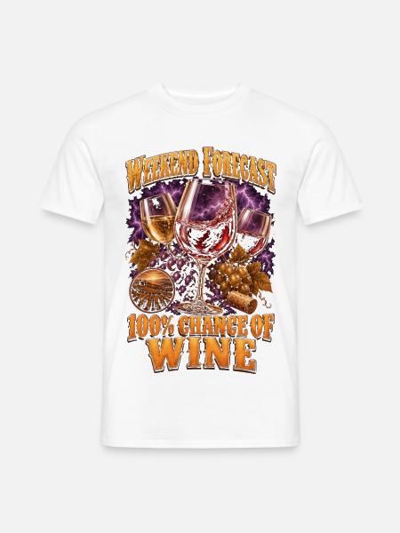 Weinliebhaber-Wochenend-Prognose: 100 % Wein - Männer T-Shirt - Weiß