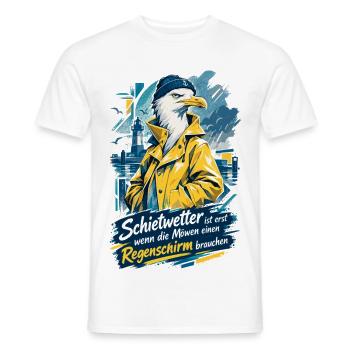Lustige Möwe im Friesennerz Schietwetter - Männer T-Shirt - Weiß - Vorne - AI Model Male 178 dark (178cm)
