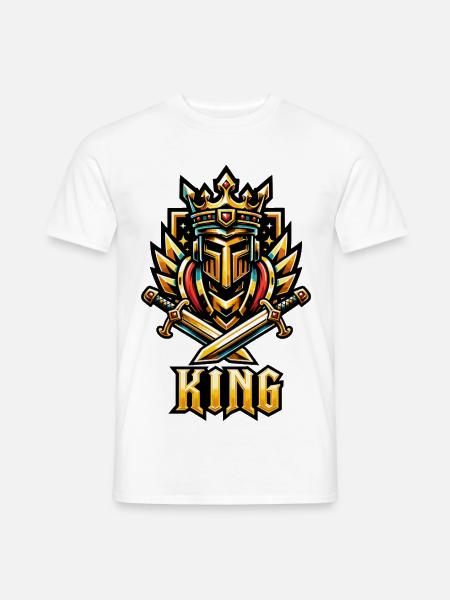 Königskrone mit Doppelschwertern - Männer T-Shirt - Weiß