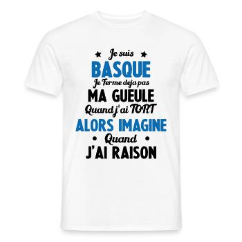 Je suis Basque - Je ferme pas ma gueule - T-shirt homme - blanc - Devant - AI Model Male 178 dark (178cm)