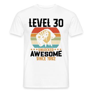 Niveau 30 An Débloqué Gaming Cadeau Anniversaire - T-shirt homme - blanc - Devant - AI Model Male 178 dark (178cm)