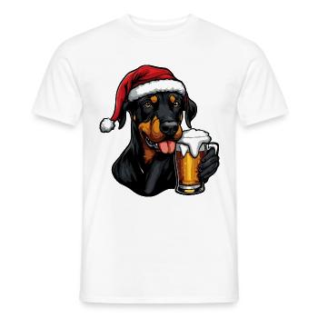 Dobermann Hund Weihnachten Bier - Männer T-Shirt - Weiß - Vorne - AI Model Male 178 dark (178cm)