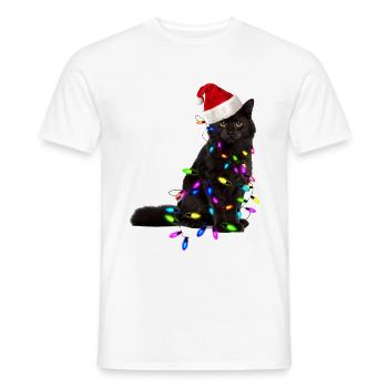 Chat de Noël - T-shirt homme - blanc - Devant - AI Model Male 178 dark (178cm)