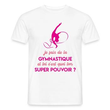 Je fais de la gymnastique et toi ton super pouvoir - T-shirt homme - blanc - Devant - AI Model Male 178 dark (178cm)