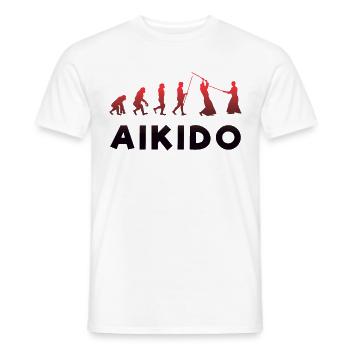 Affe Evolution zu Kämpfer Aikido Rotes Schwert - Männer T-Shirt - Weiß - Vorne - AI Model Male 178 dark (178cm)