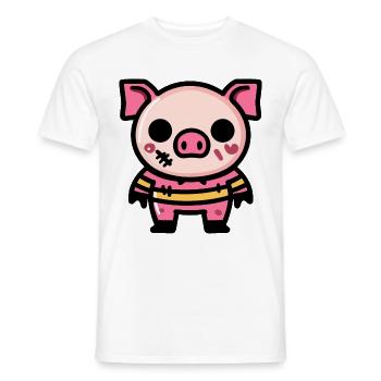 Cochon Halloween Bande dessinée Zombie - T-shirt homme - blanc - Devant - AI Model Male 178 dark (178cm)