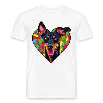 Doberman Hund Herz Liebe - Männer T-Shirt - Weiß - Vorne - AI Model Male 178 dark (178cm)