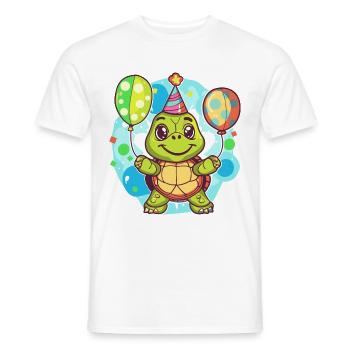 Bande dessinée d’anniversaire de tortue - T-shirt homme - blanc - Devant - AI Model Male 178 dark (178cm)