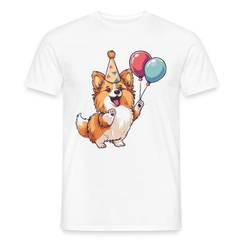 Border Collie Chiens Anniversaire Bébé - T-shirt homme - blanc - Devant - AI Model Male 178 dark (178cm)