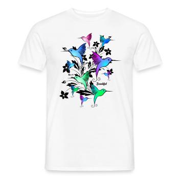 hummingbird - Men's T-Shirt - white - Front - AI Model Male 178 dark (178cm)