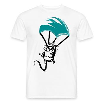 Rat avec masque facial Parachute Street Art - T-shirt homme - blanc - Devant - AI Model Male 178 dark (178cm)