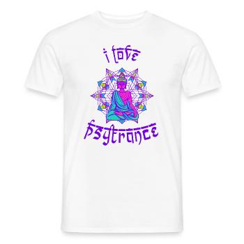 I love Psytrance Buddha psychedelisch rave goa - Männer T-Shirt - Weiß - Vorne - AI Model Male 178 dark (178cm)