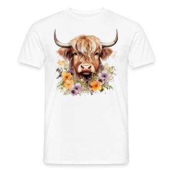 Nature’s Grace : Illustrations de vaches Highland pour tous - T-shirt homme - blanc - Devant - AI Model Male 178 dark (178cm)